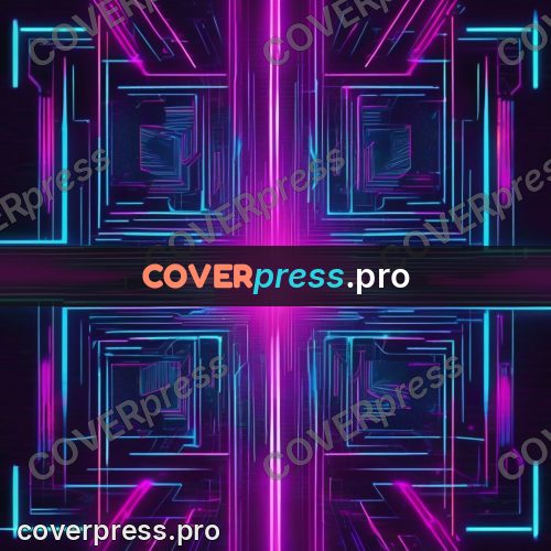 Cyberpunk illustration: symmetrical neon pattern