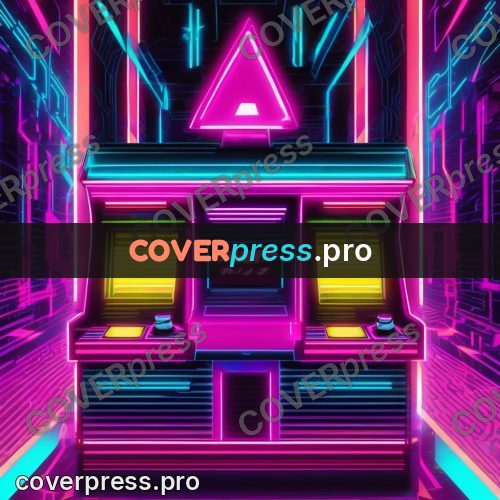 Cyberpunk illustration: arcade machine in neon