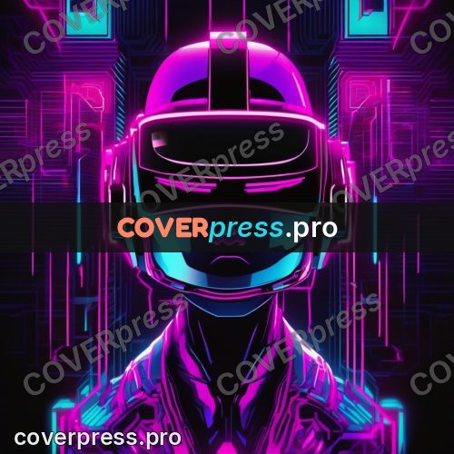 Cyberpunk illustration: figure in a visored helmet