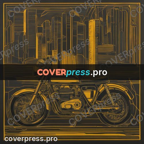Cyberpunk illustration: motorcycle on an amber ground