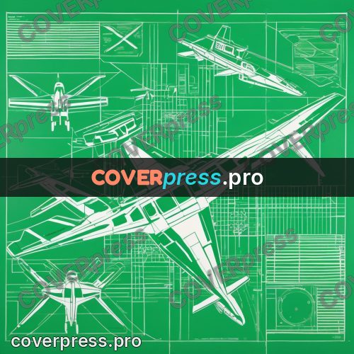 Cyberpunk illustration: white aircraft on green