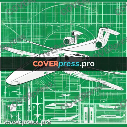 Cyberpunk illustration: winged aircraft on green