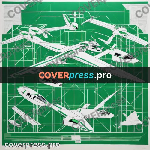 Cyberpunk illustration: winged aircraft on green