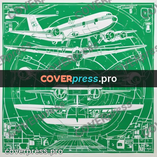 Cyberpunk illustration: airliner drawn on green
