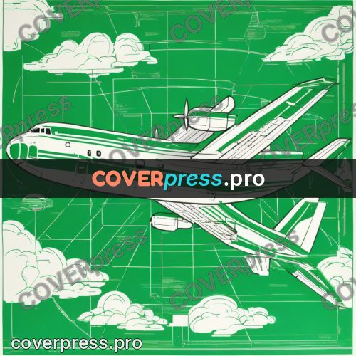 Cyberpunk illustration: airliner drawn on green