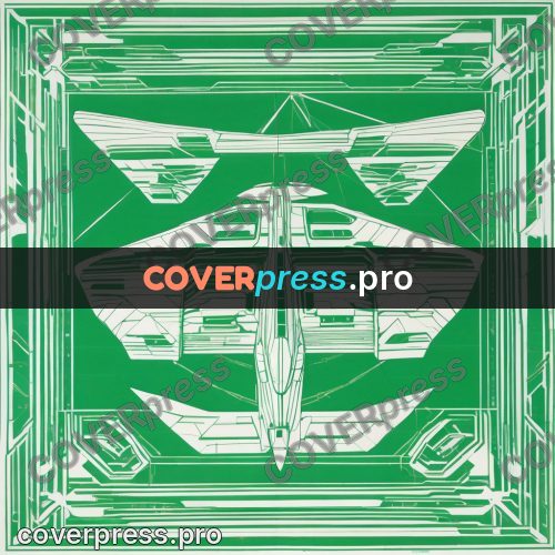 Cyberpunk illustration: symmetrical wings on green