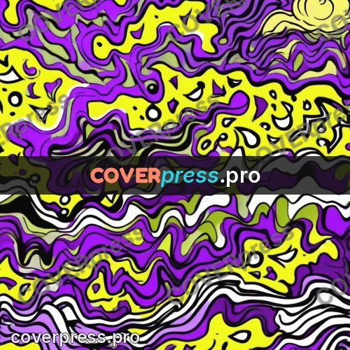Doodle drawing: wavy purple and yellow bands