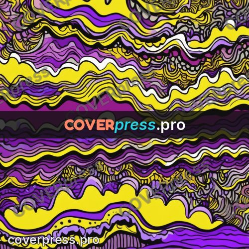 Doodle drawing: wavy purple and yellow bands