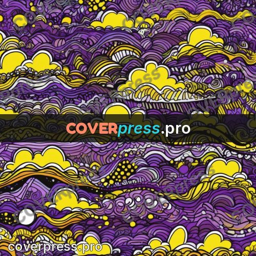 Doodle drawing: wavy purple and yellow bands