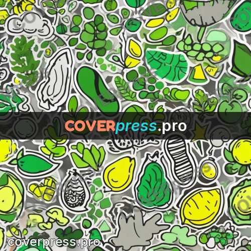 Doodle drawing: green leaves and fruit