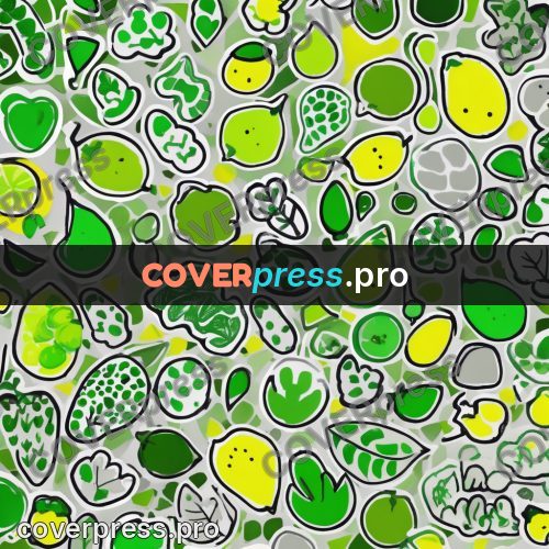 Doodle drawing: green leaves and fruit