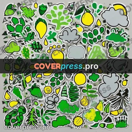Doodle drawing: green leaves and fruit