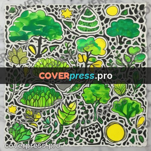 Doodle drawing: green leaves and fruit