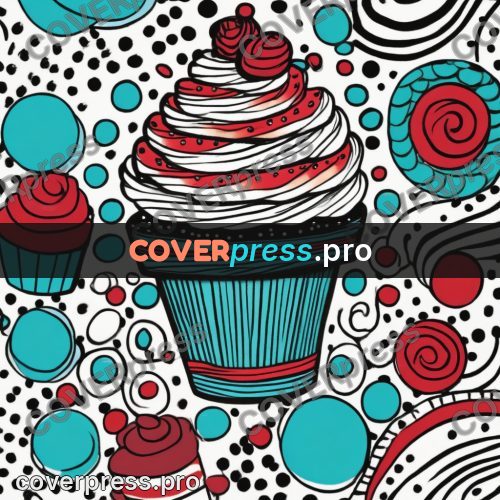 Doodle drawing: cupcakes with cream swirls
