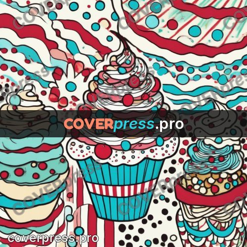 Doodle drawing: cupcakes with cream swirls