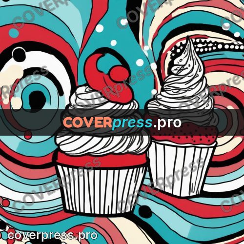 Doodle drawing: cupcakes with cream swirls