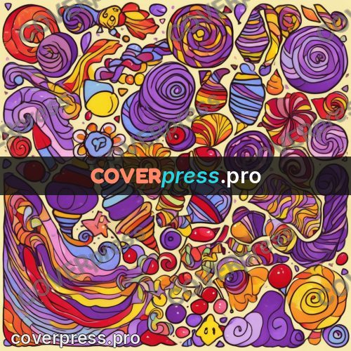 Doodle drawing: sweets and lollipops scattered