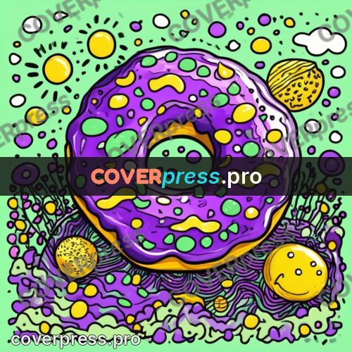 Doodle drawing: doughnuts with purple icing