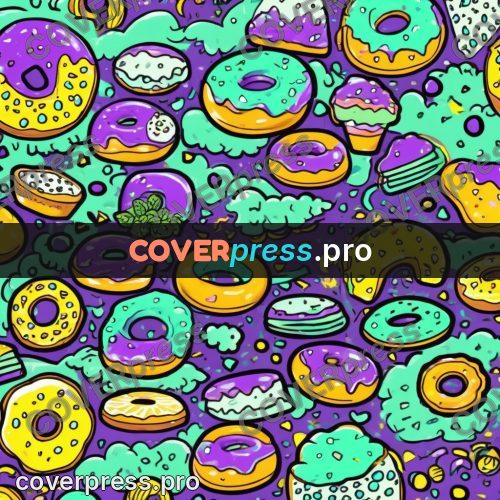 Doodle drawing: doughnuts with purple icing