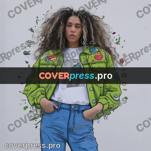 Doodle illustration: woman in a denim jacket