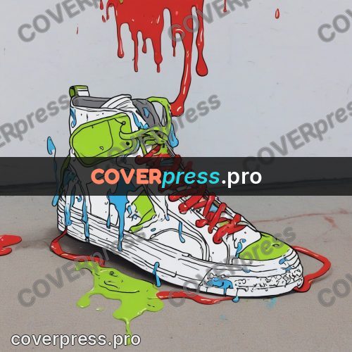 Doodle illustration: white sneaker with paint