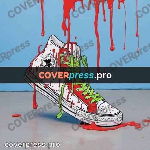 Doodle illustration: white sneaker with paint