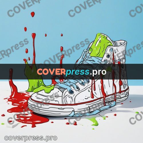 Doodle illustration: white sneaker with paint