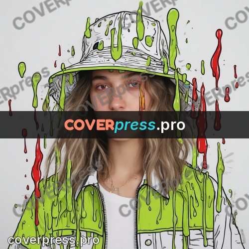 Doodle illustration: woman in a hat with drips