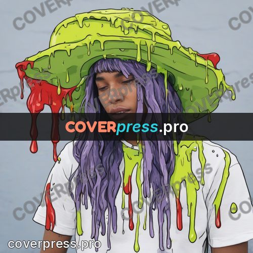 Doodle illustration: woman in a hat with drips