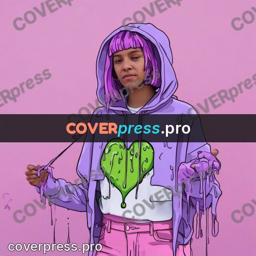Doodle illustration: woman in a lilac hoodie