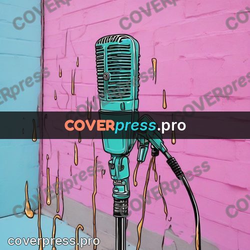 Doodle illustration: retro microphone on a stand