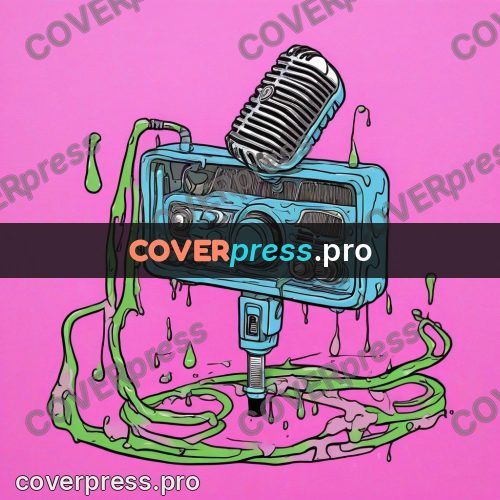 Doodle illustration: retro microphone on a stand