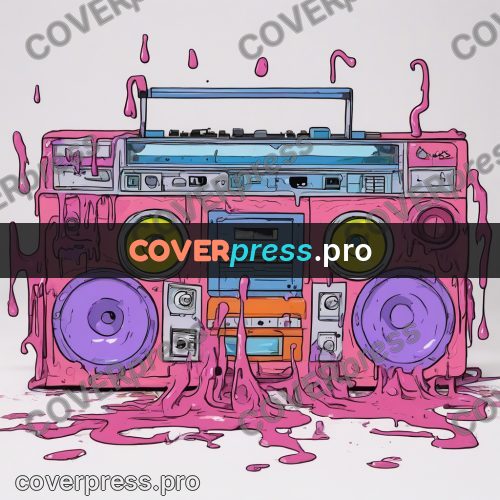 Doodle illustration: boombox with bright drips