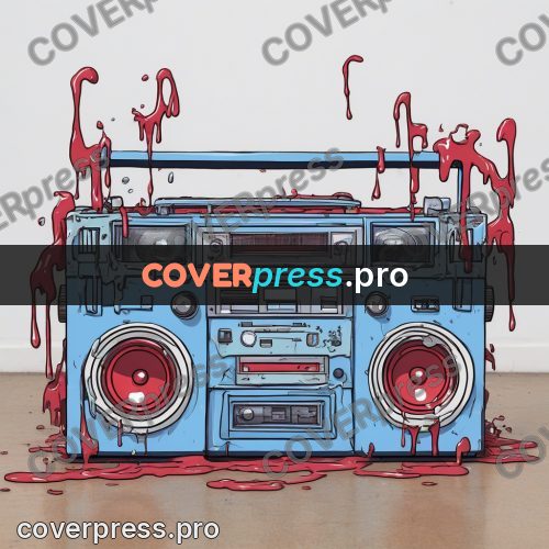 Doodle illustration: boombox with bright drips