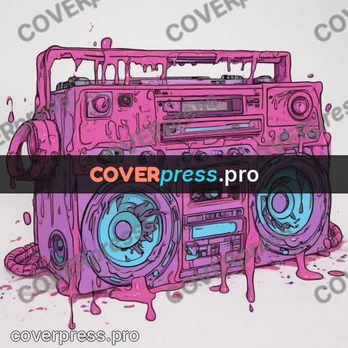 Doodle illustration: boombox with bright drips