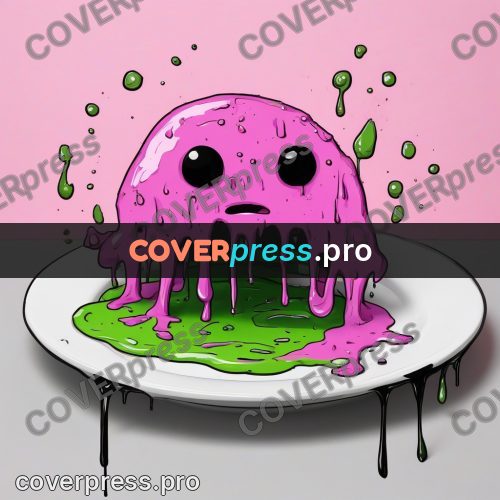 Doodle illustration: slime monster on a plate