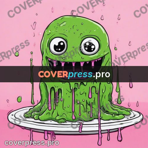 Doodle illustration: slime monster on a plate