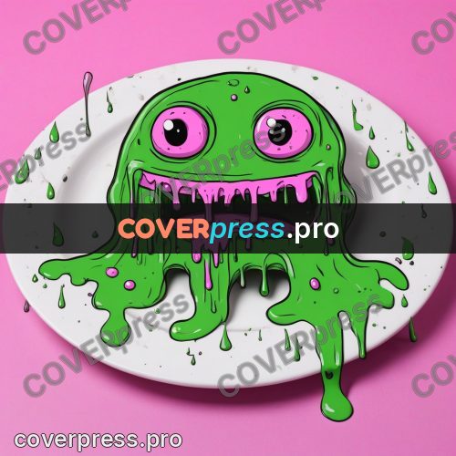 Doodle illustration: slime monster on a plate