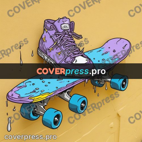 Doodle illustration: sneaker on a skateboard
