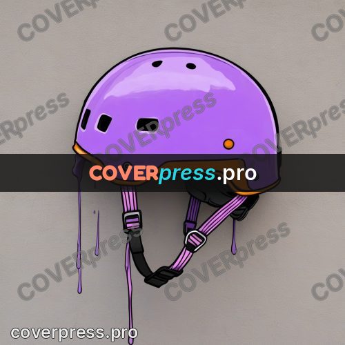 Doodle illustration: helmet with an orange stripe