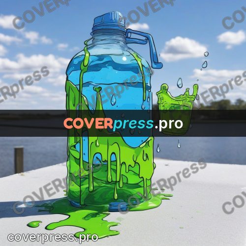 Doodle illustration: water bottle on concrete