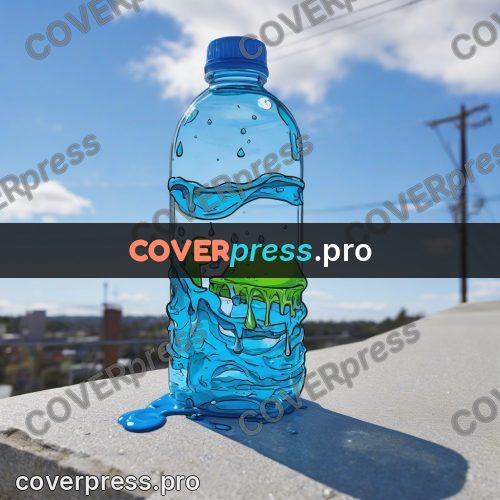 Doodle illustration: water bottle on concrete