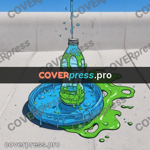 Doodle illustration: water bottle on concrete