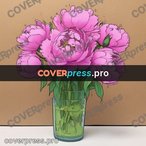Doodle illustration: pink peonies in a jar