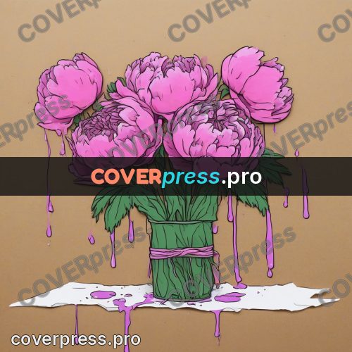 Doodle illustration: pink peonies in a jar