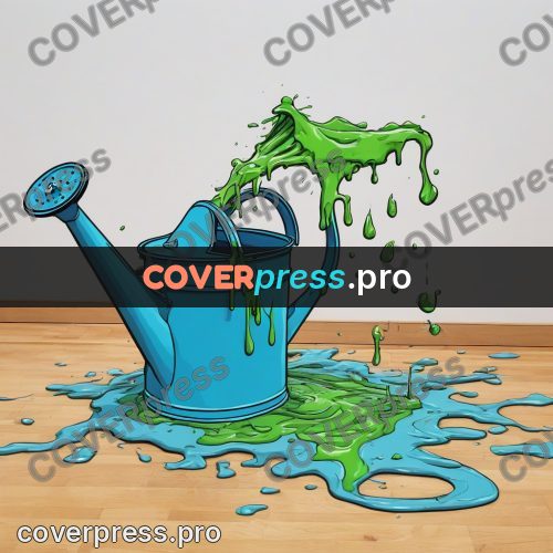 Doodle illustration: watering can with bright drips