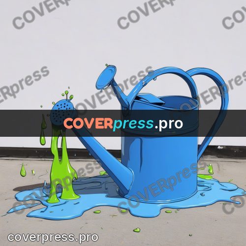 Doodle illustration: watering can with bright drips