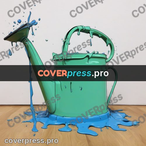 Doodle illustration: watering can with bright drips