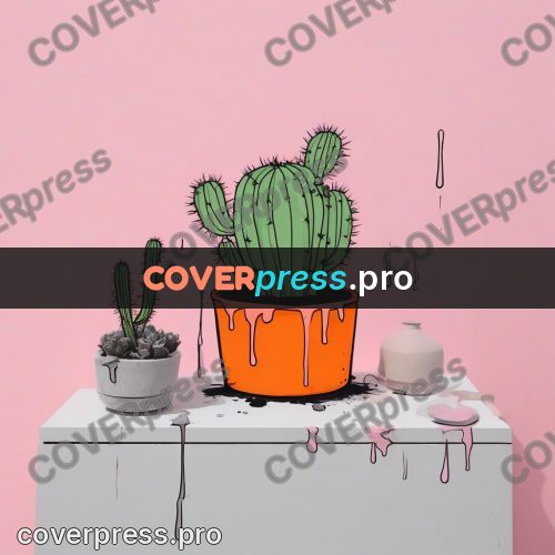 Doodle illustration: cactus in an orange pot