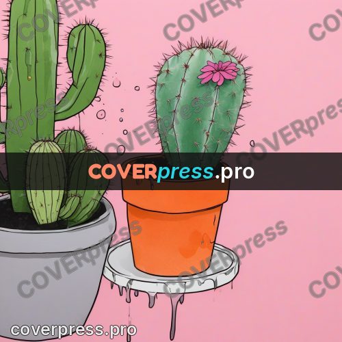 Doodle illustration: cactus in an orange pot